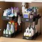 Double Sliding 2PC Under Sink Organizer, 2 Tier Bathroom Organizer with 2 Cup 8 Hooks, Multi-purpose Under Cabinet Storage Rack, Under Sink Organizers and Storage for Home Kitchen Organization